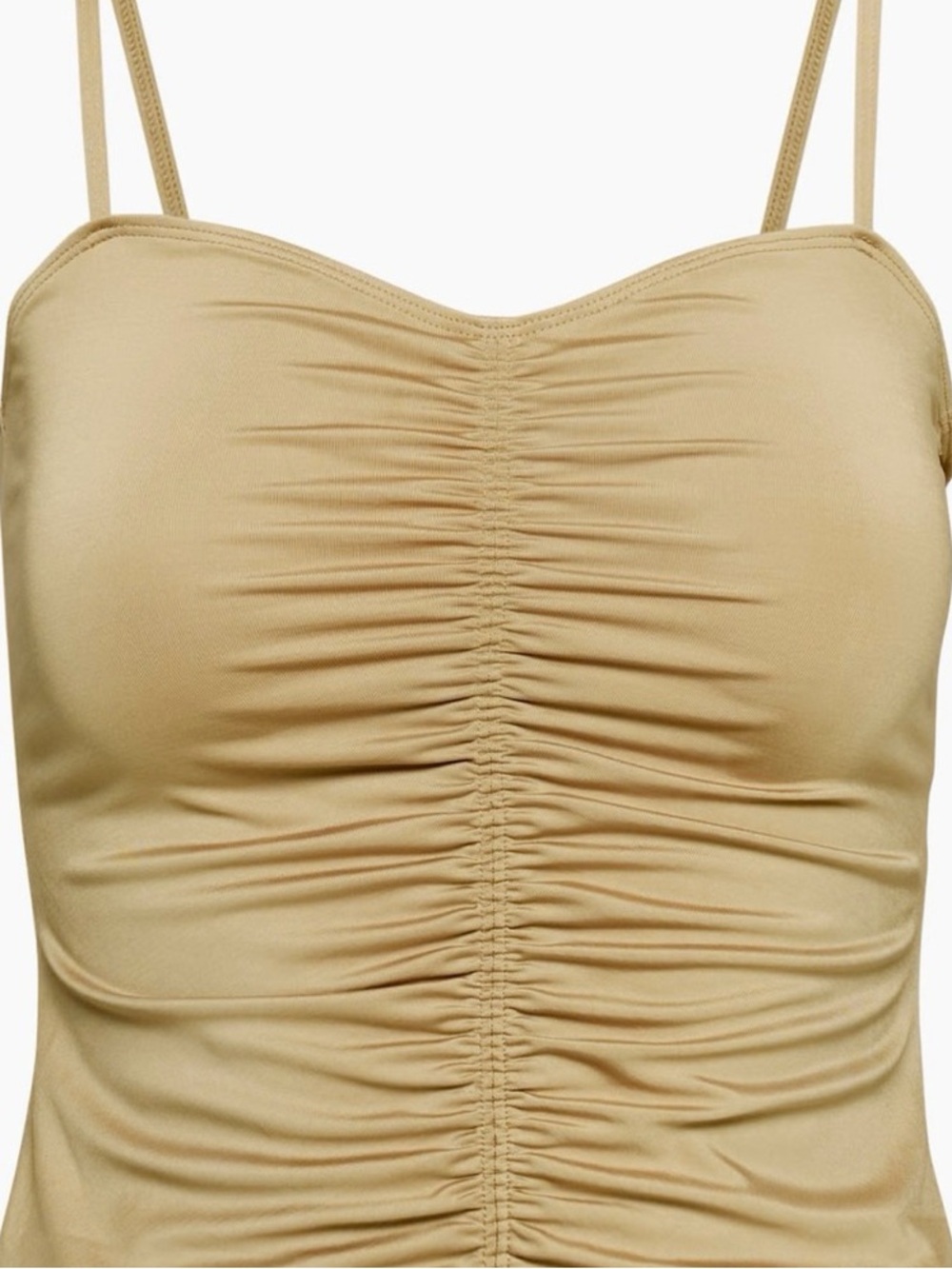 Aritzia Bells Top Ruched Cami Tank in Tan Size Medium New